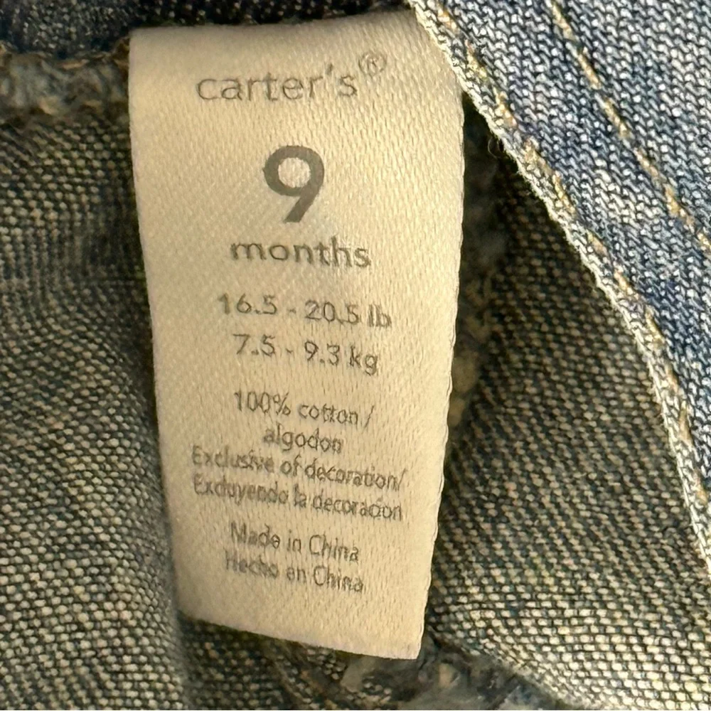 Carters Denim Blue Baby Toddler Overalls Size 9 Months